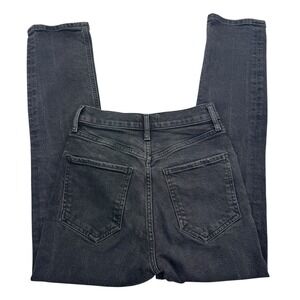 AGOLDE Riley High Rise Straight Crop Jeans Womens 23 Black A056-1286 Button Fly